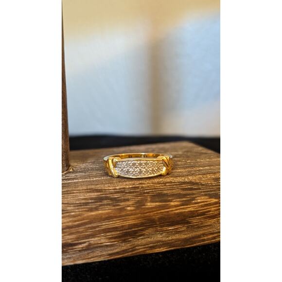 925 Yellow Tone X Possible Diamond Band Ring Size 10 - Picture 8 of 8